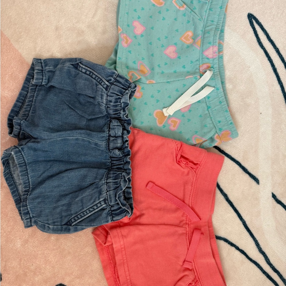 Carter's Kids Shorts Set - Denim, Coral, Mint